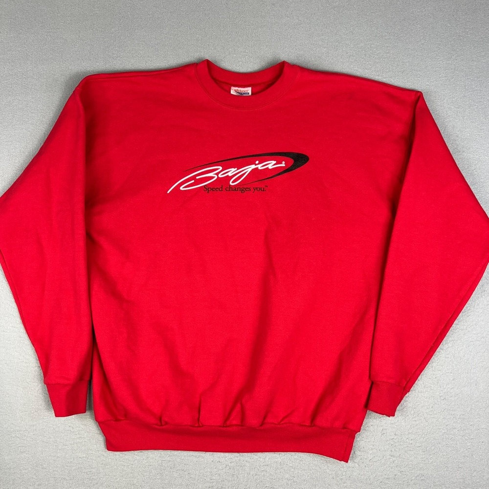 VTG Baja Speedboat Sweatshirt Mens XL Red 00s Speed Changes You Hanes Logo